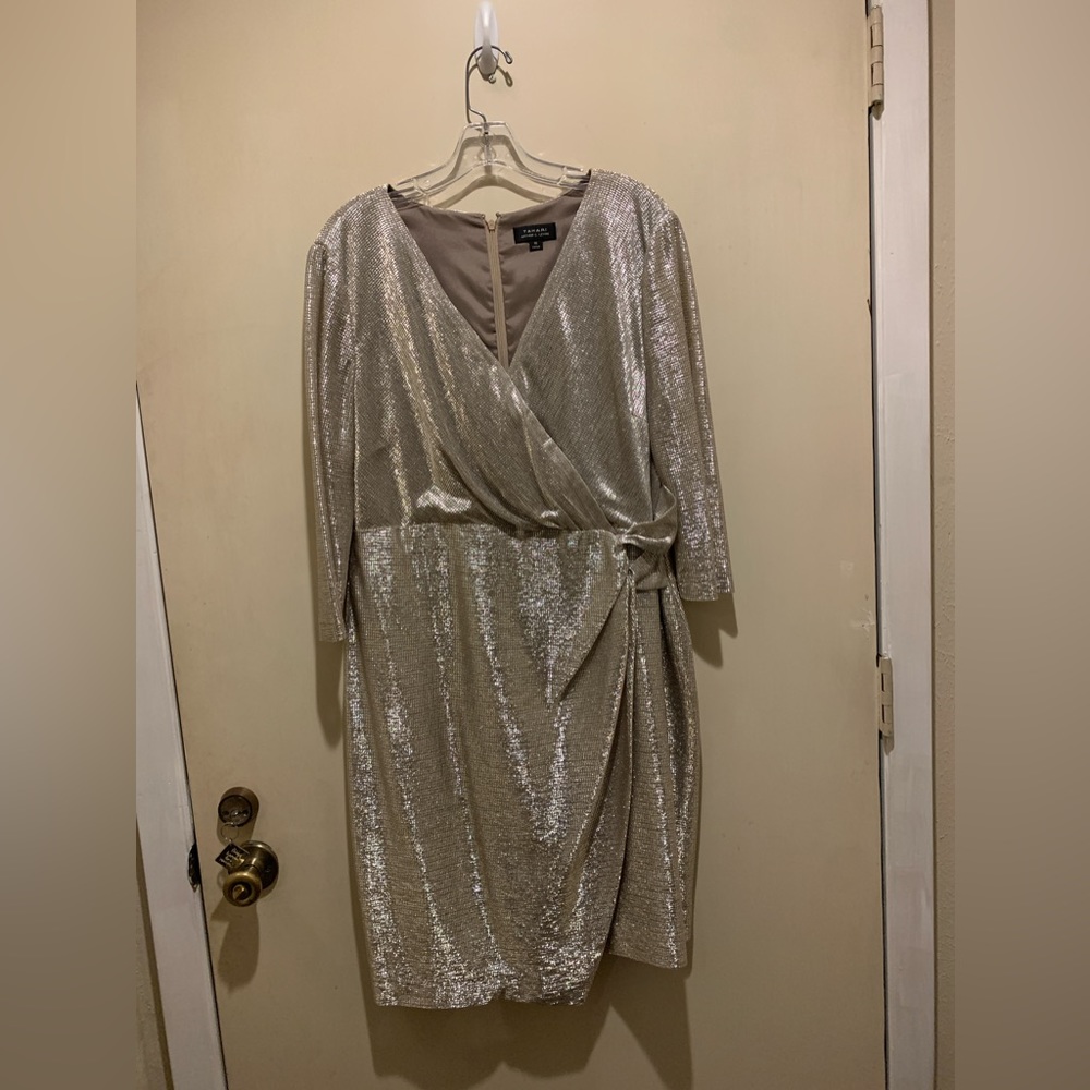 Women’s silver/gold metallic dress. Size 14